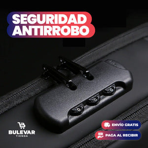 BOLSO MANOS LIBRES ANTIRROBO, CARGA USB, IMPERMEABLE